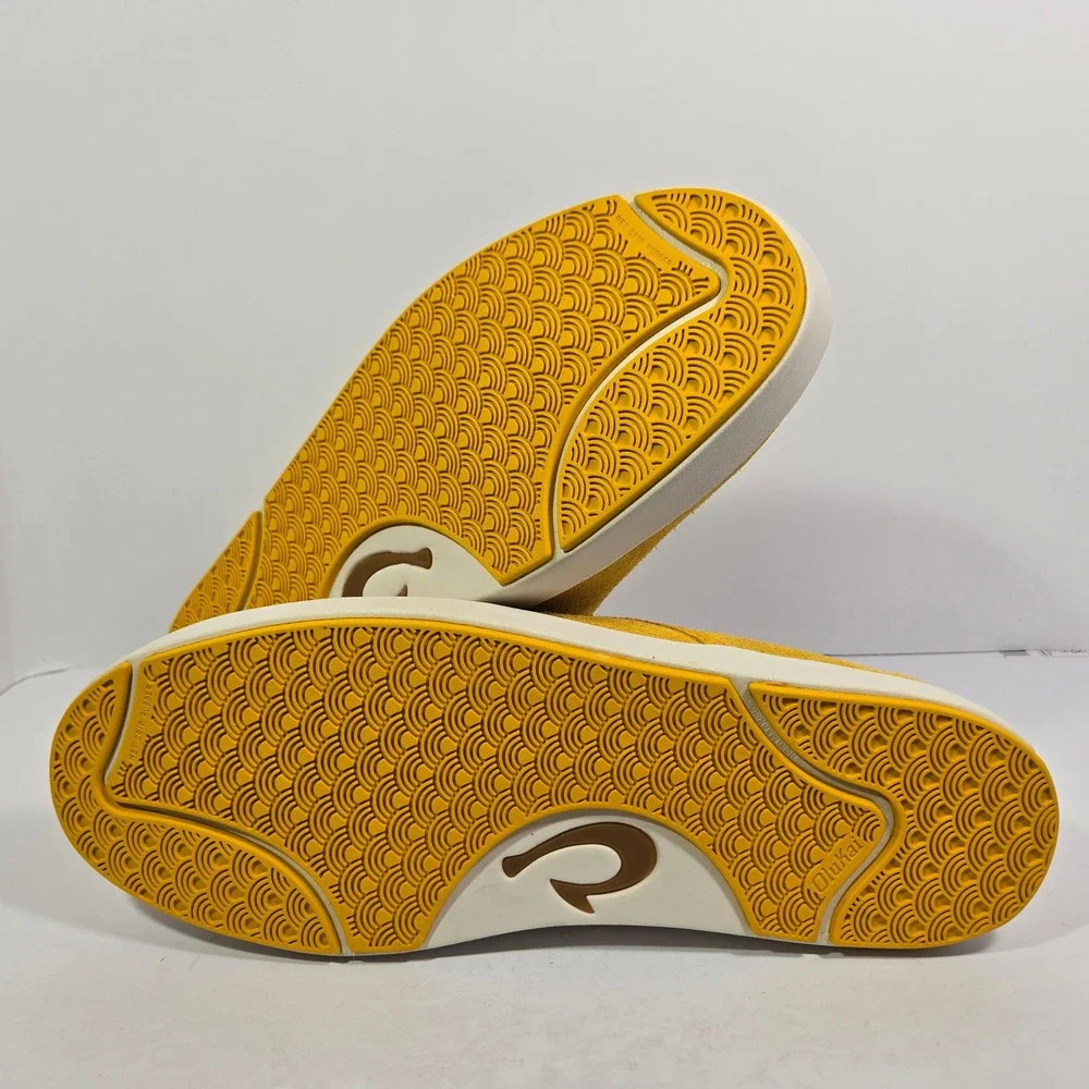 OluKai Lae'ahi Suede Yellow Slip On Sneakers Mens 15 10538-1111 Drop-In Heel